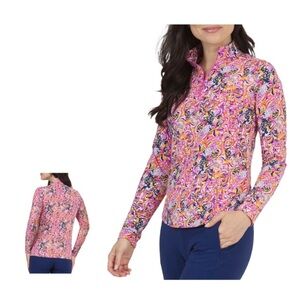 IBKUL Women's Long Sleeve Mock Neck Marissa Golf Pullover Small NWT SPF